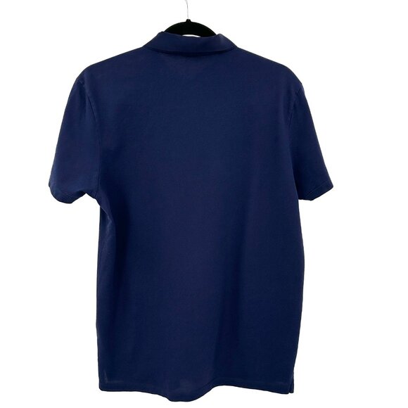 LANVIN Men's Navy Blue 100% Cotton Short Sleeve Casual Polo Shirt Size Large - Picture 2 of 7